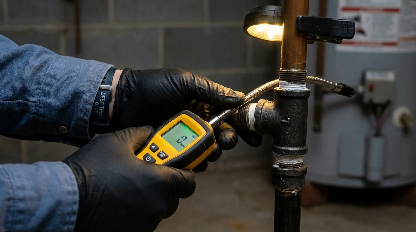 Gas leak detection with electronic sniffer by Johns Plumbing LLC in Sinton